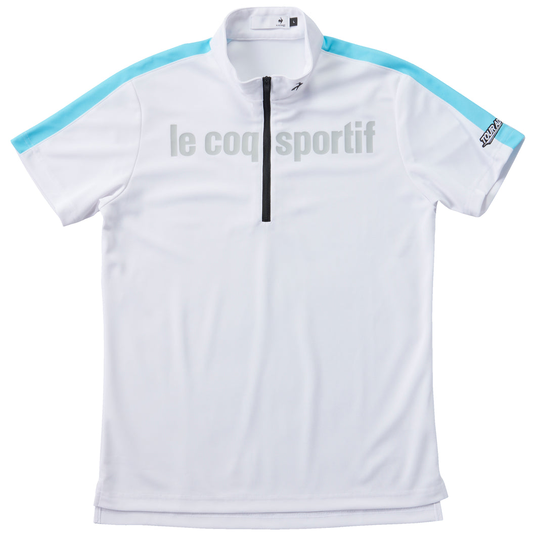 TOUR ADコラボレーション ルコック（le coq sportif）ハーフジップシャツ (吸汗速乾/UV CUT(UPF50+)白