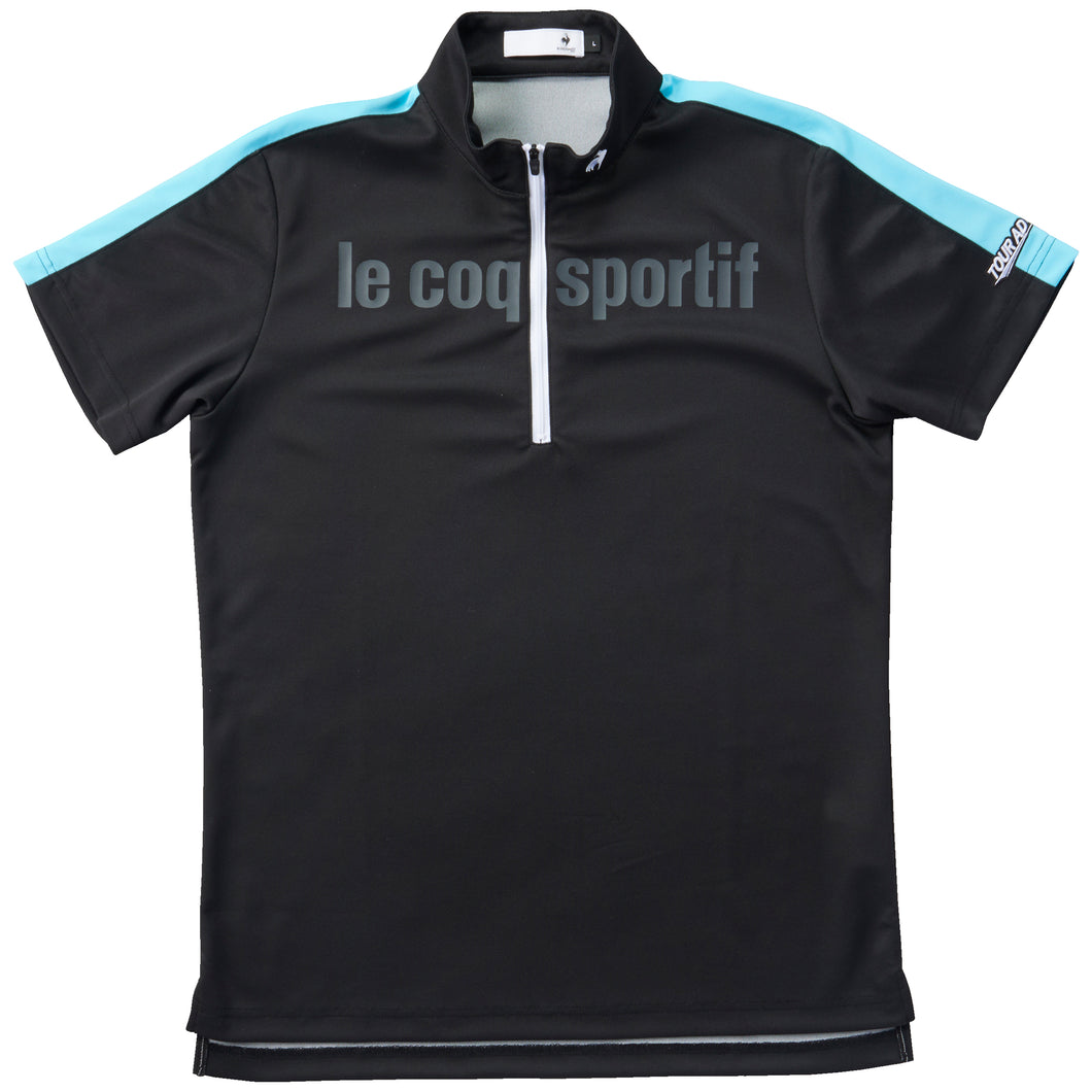 TOUR ADコラボレーション ルコック（le coq sportif）ハーフジップシャツ (吸汗速乾/UV CUT(UPF50+)黒